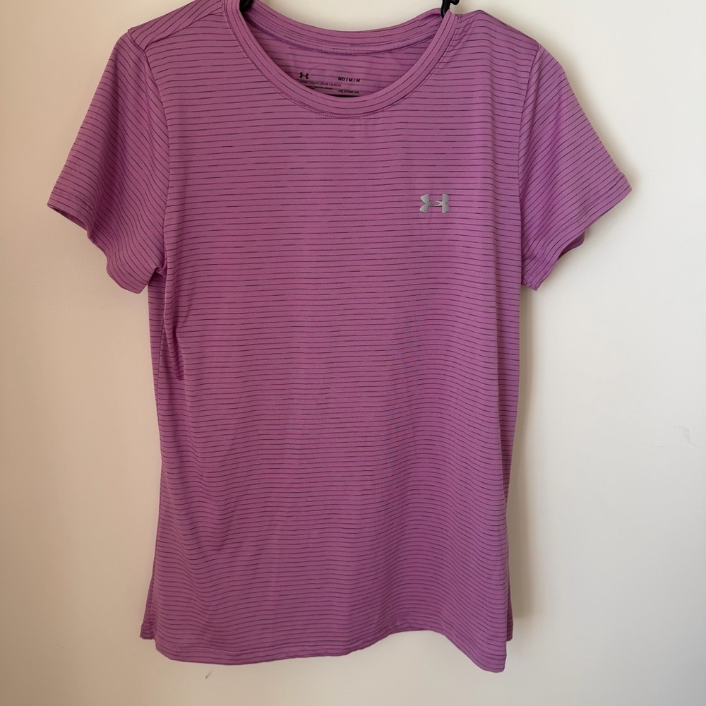 Under Armour Women's Purple Striped Short Sleeve Activewear Tee